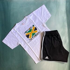 Vintage Island Tees Jamaica No Problem T-Shirt + Adidas Shorts